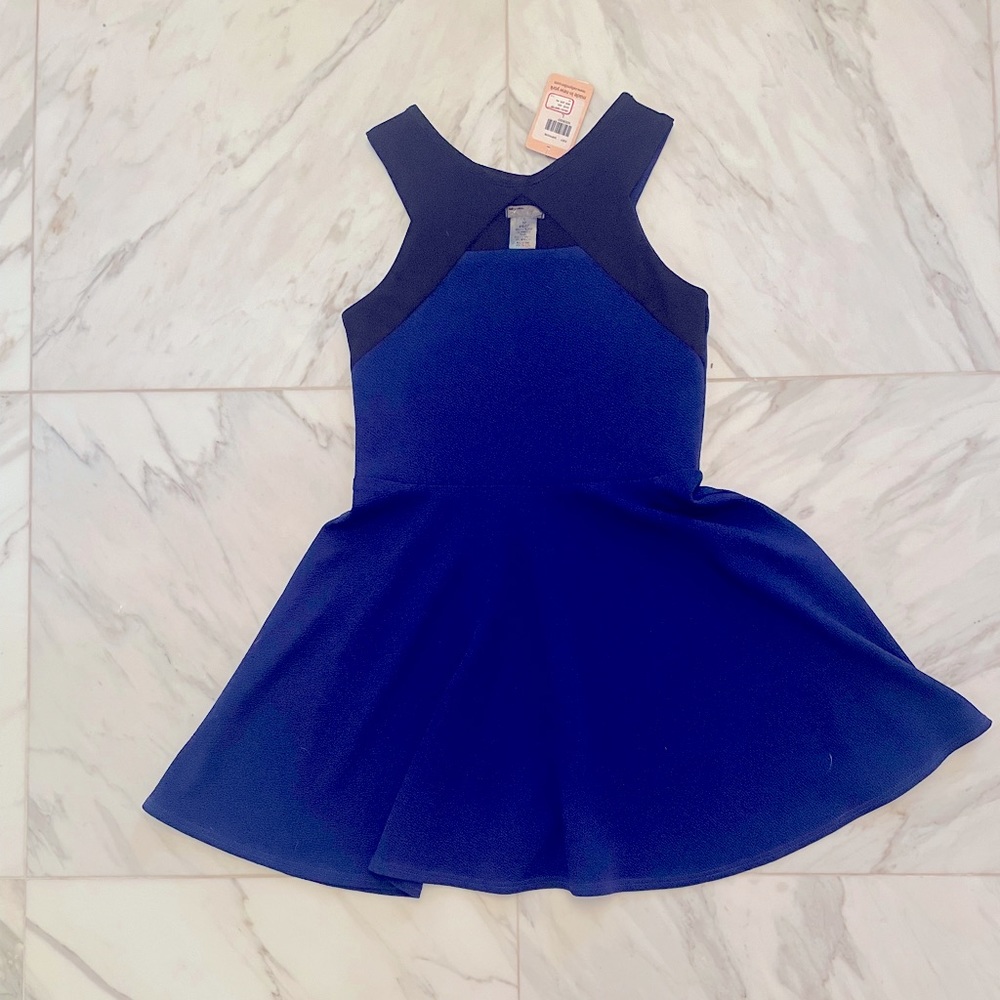 Girl’s Blue and Black Highneck Mini dress!